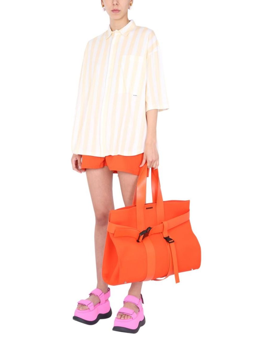 Sunnei Red Solid Shorts