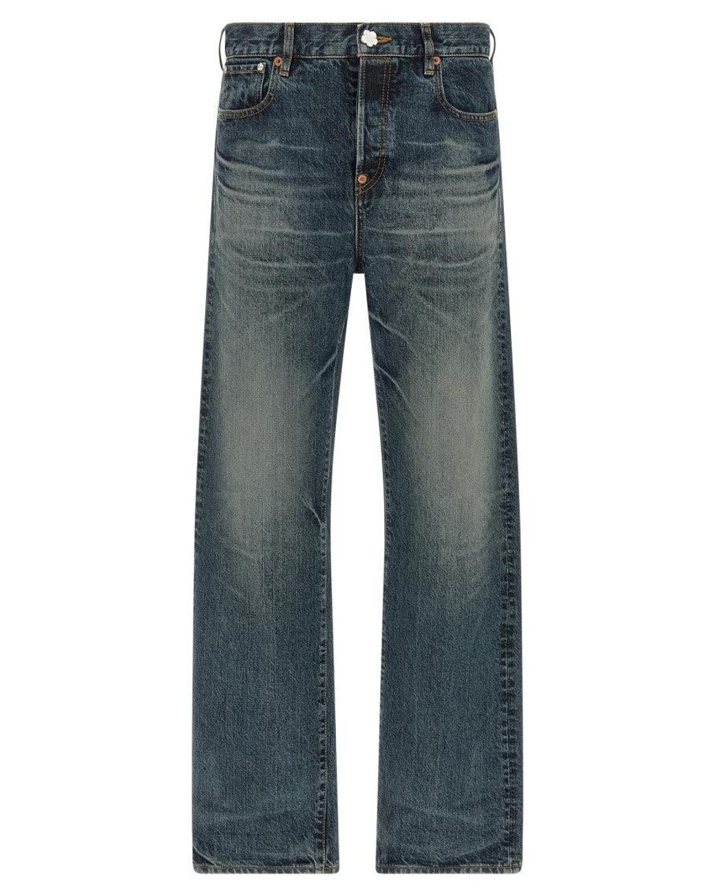 KENZO Blue 'Boke Flower' Button Jeans for men