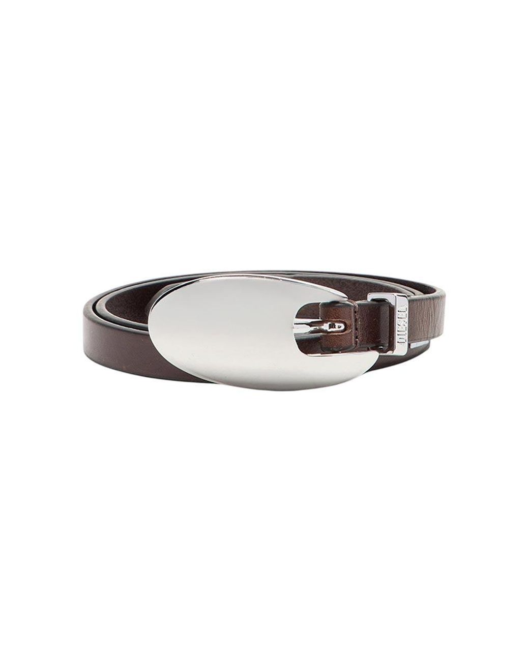 DIESEL White Logo Buckle Belt