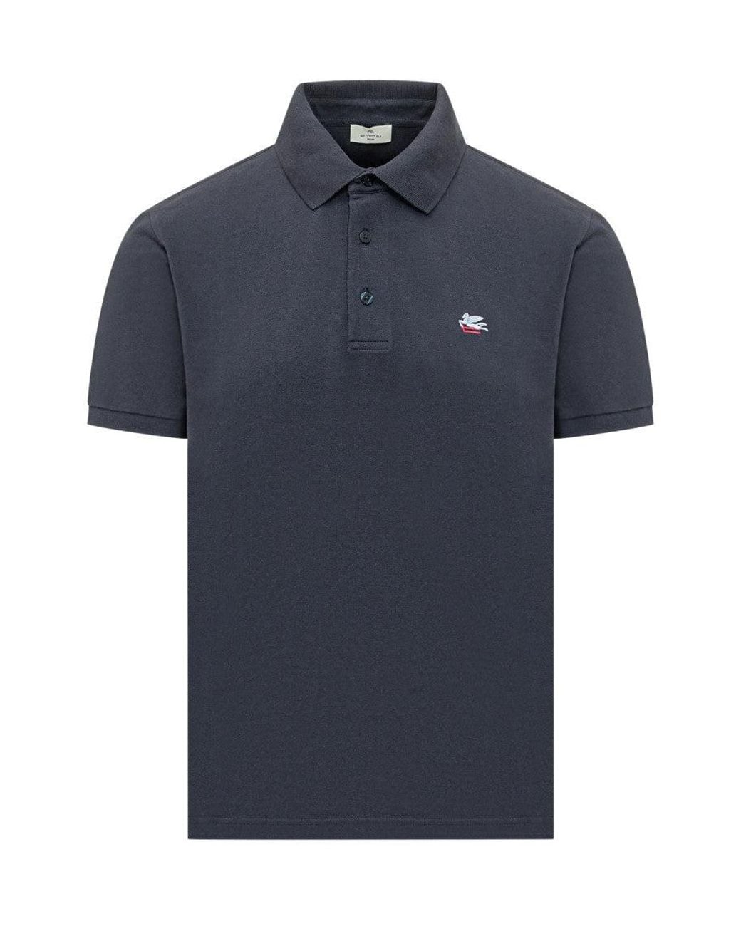 Etro Blue Logo Shirt Collar Polo for men