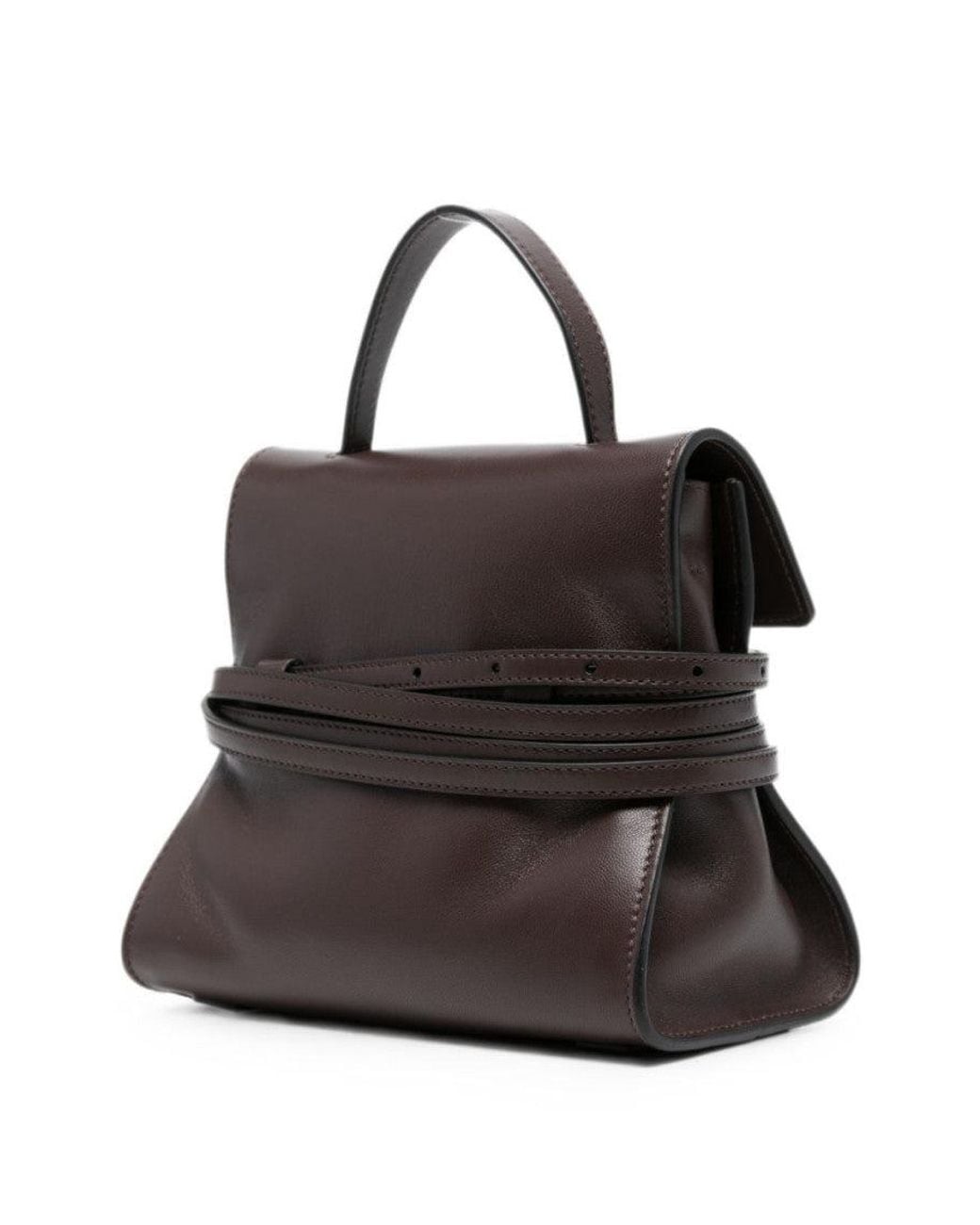 Moschino Brown Dark Tie Me Mini Satchel