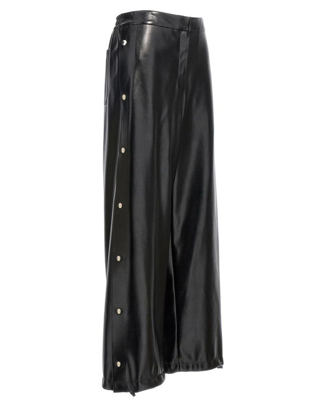 Stella McCartney Gray Alter Mat Leather-Effect Wide Leg Trousers