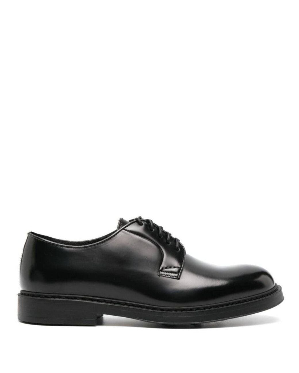 Doucal's Black Leather Lace-Up Shoes for men