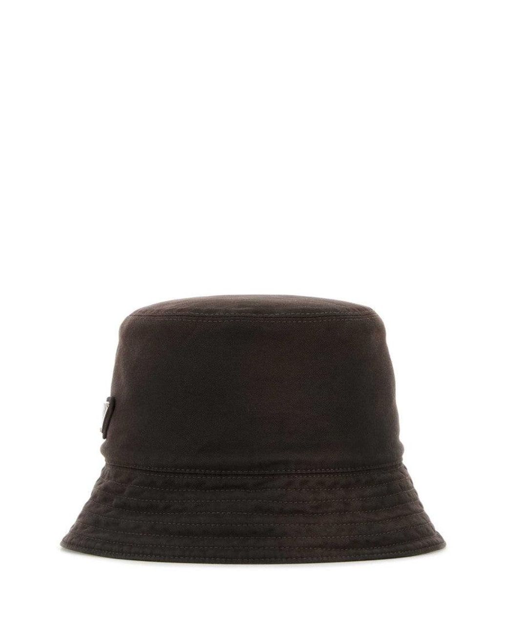 Prada Black Cotton Bucket Hat for men