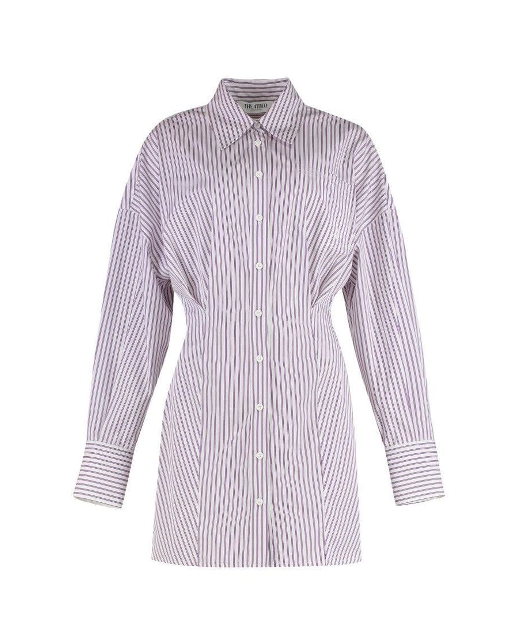 The Attico Purple Striped Shirt Dress