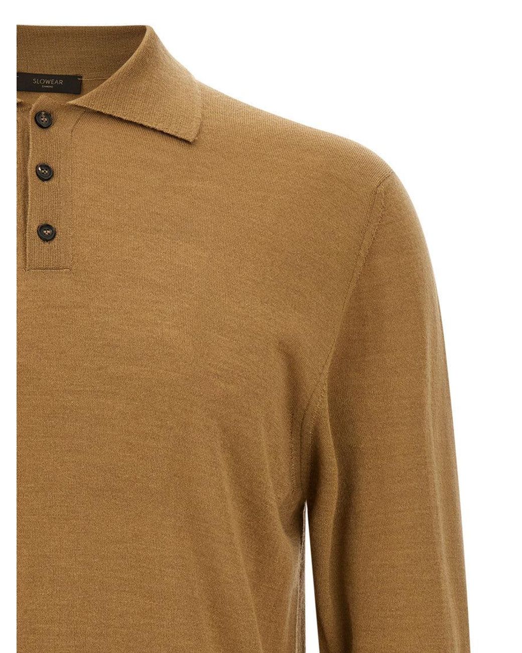 Zanone Brown Solid Polo Shirt for men