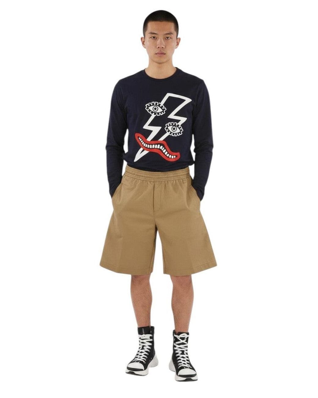 Neil Barrett Natural Loose Solid Shorts for men