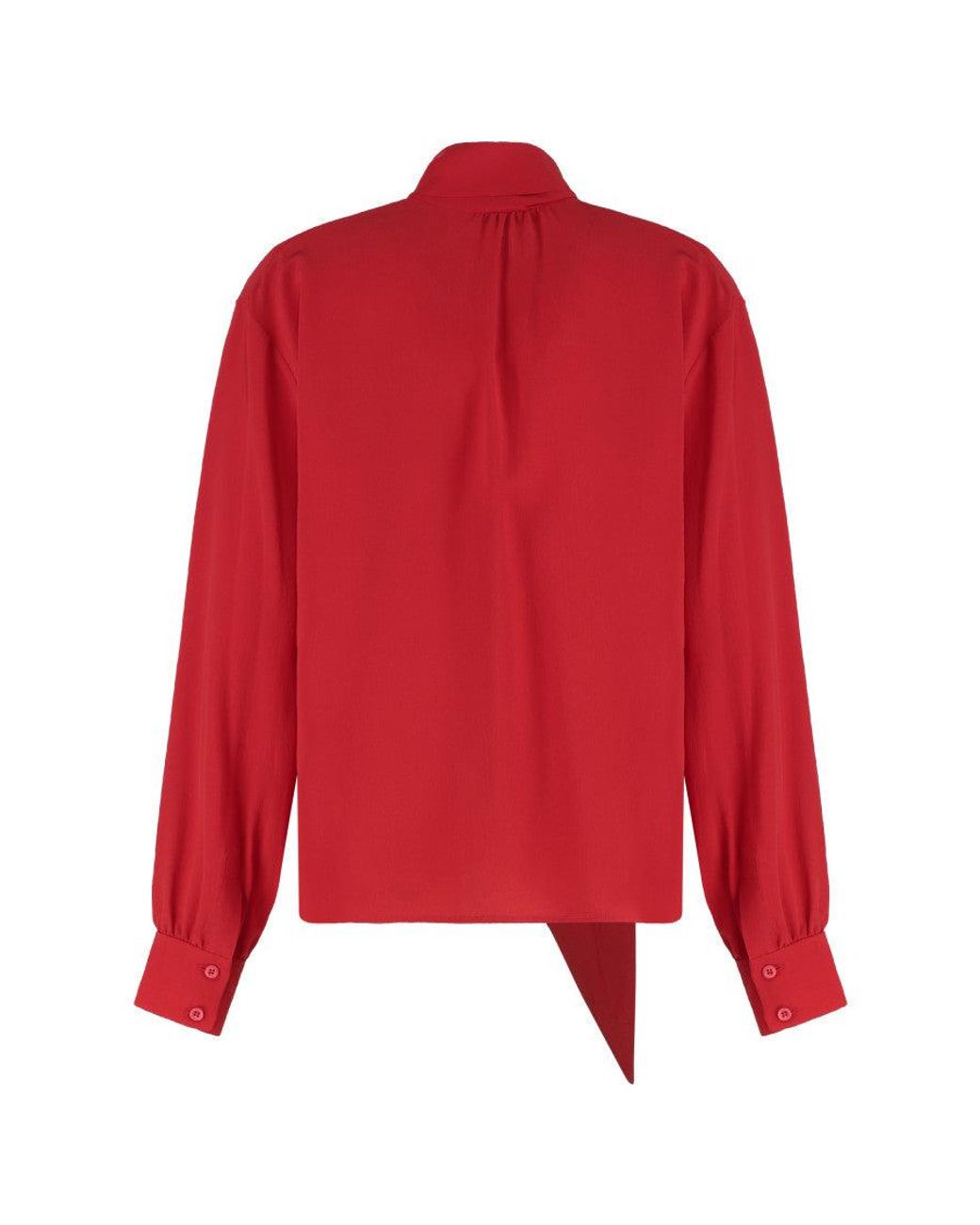Prada Red Solid Mock Collar Top