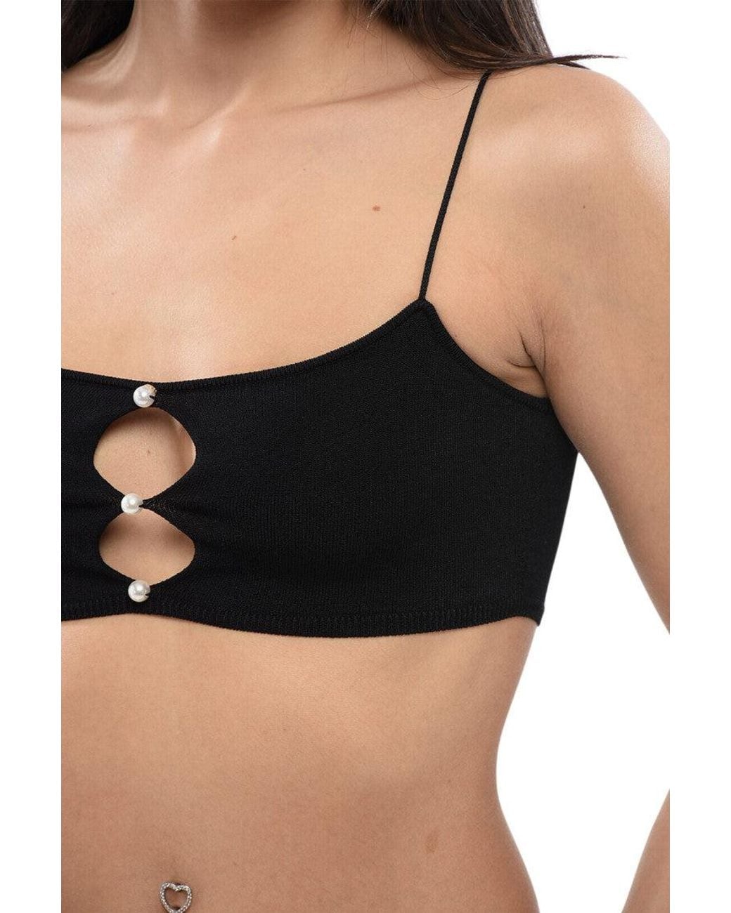 DSquared² Black Solid Scoop Neck Top