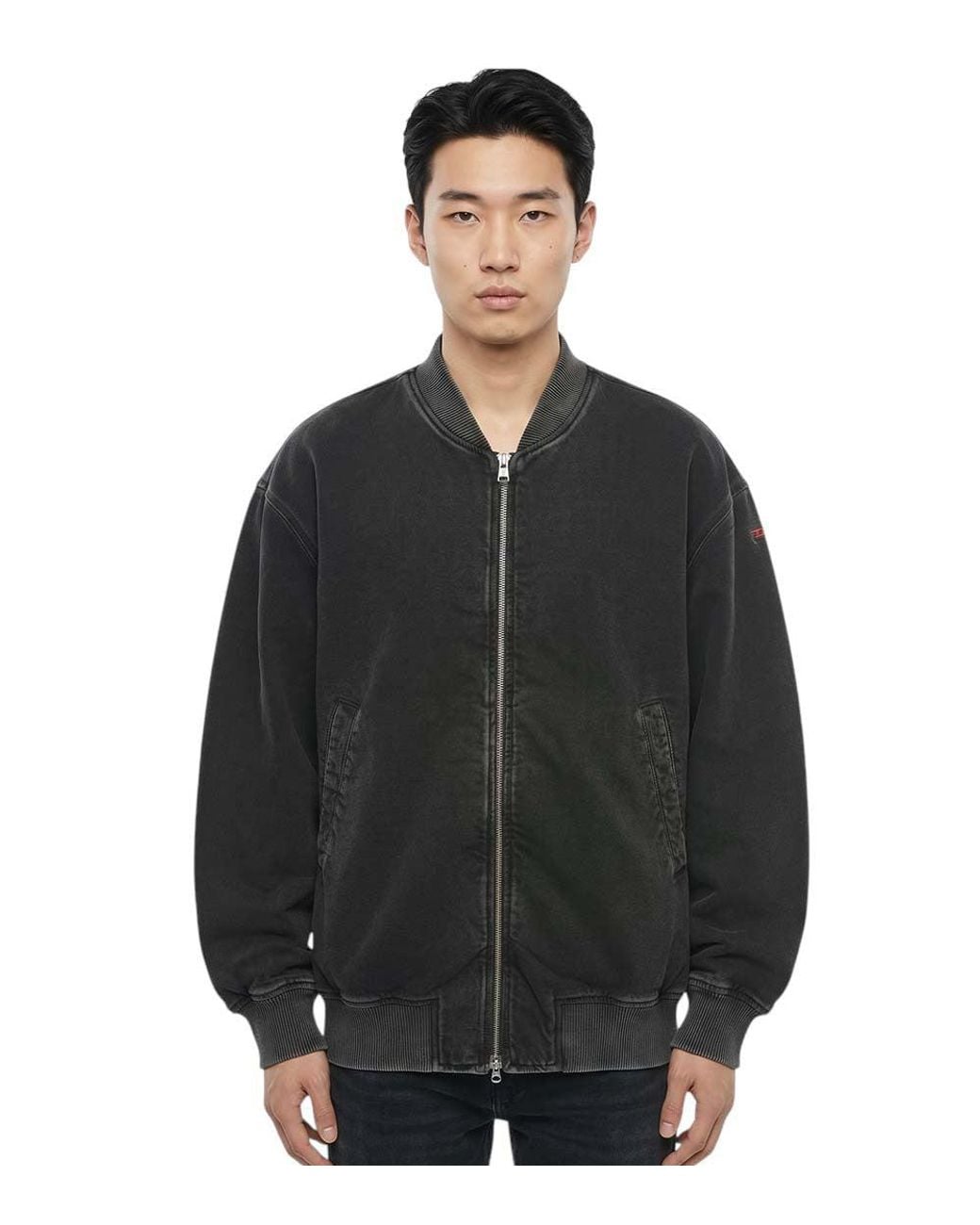 DIESEL Black Oversized Bomber Jacket for men