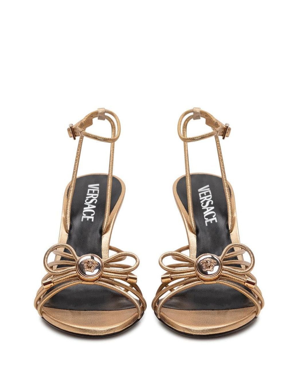 Versace Metallic Ankle-Strap Heels