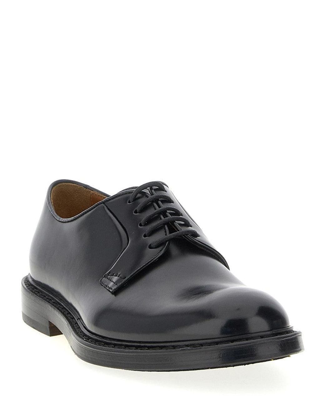 Doucal's Black Leather Lace Up Shoes for men