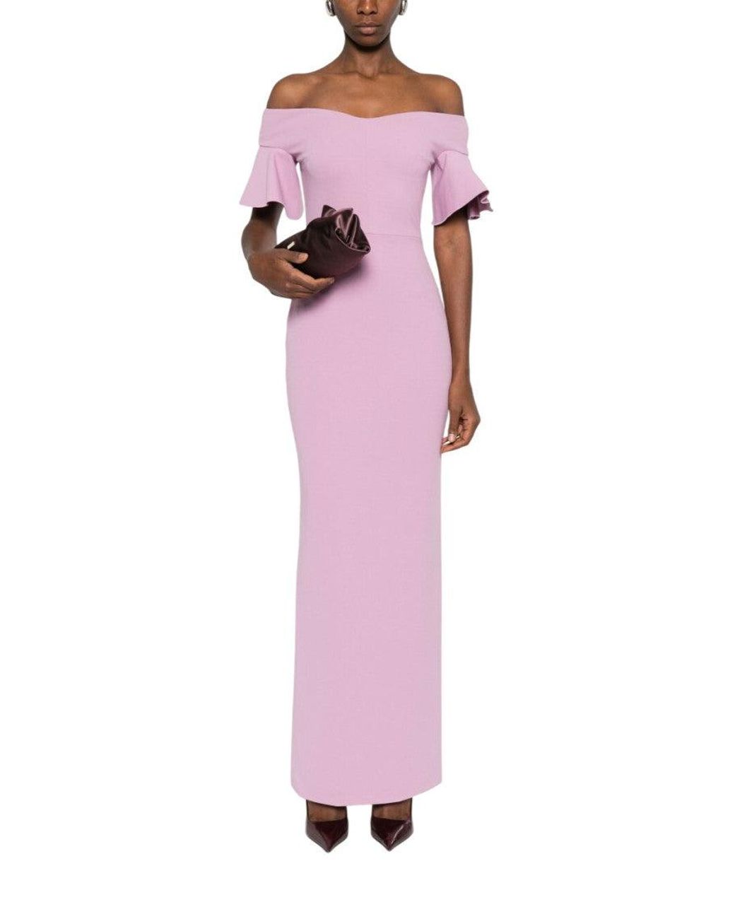 Solace London Pink Off-Shoulder Maxi Dress
