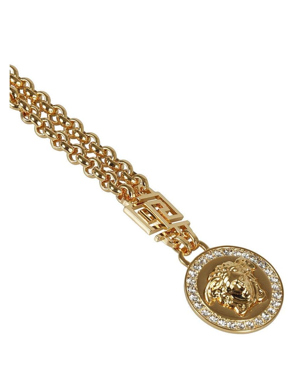 Versace Metallic Golden Medusa Pendant Necklace