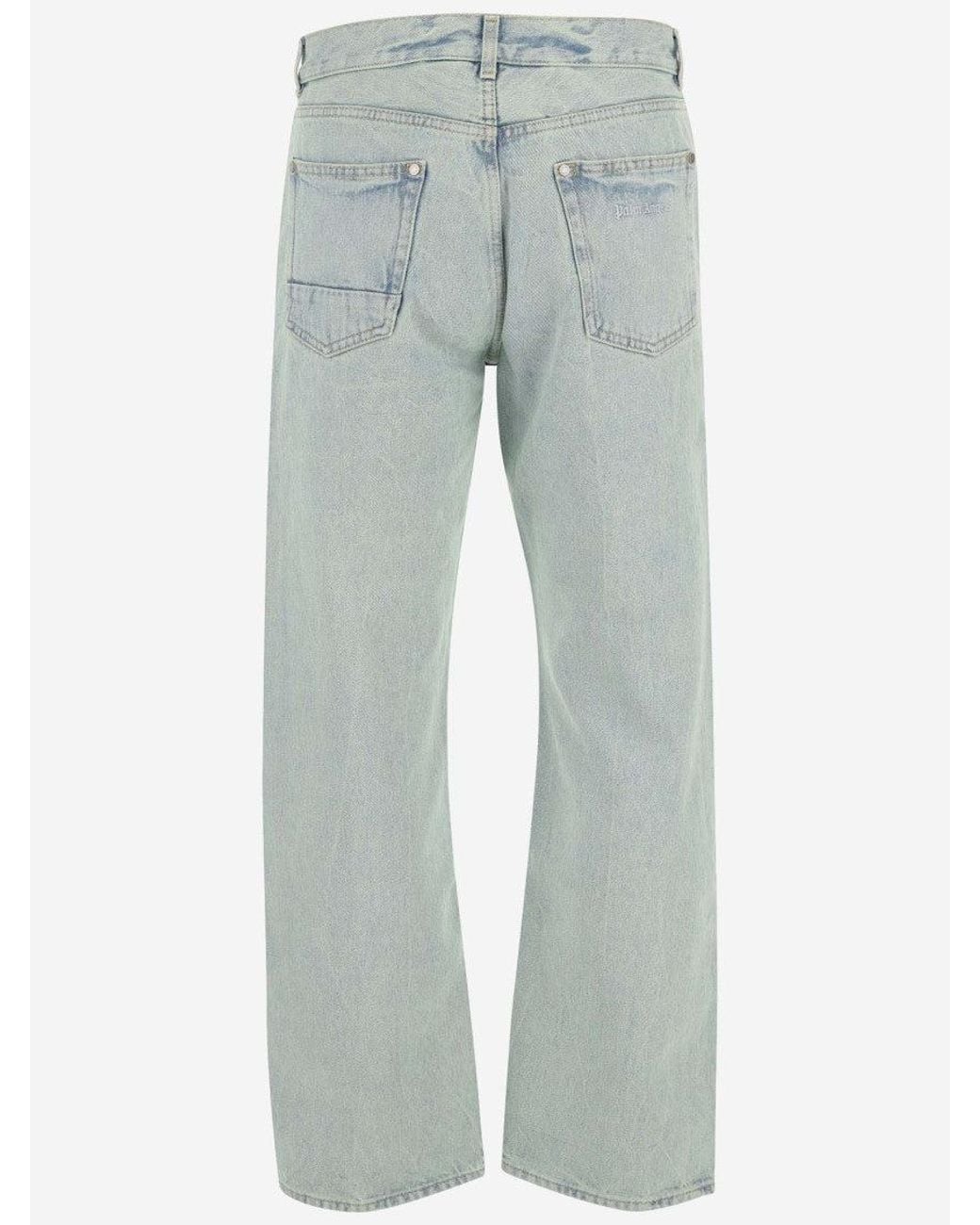 Palm Angels Blue Light Straight Leg Jeans for men