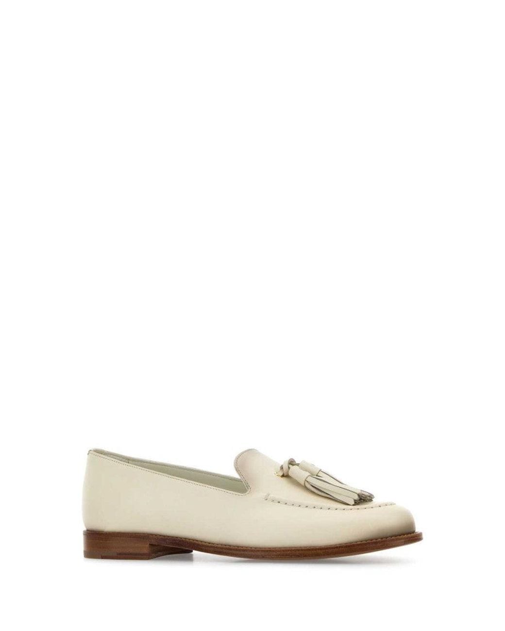 Church's White Ivory Leather Loafers