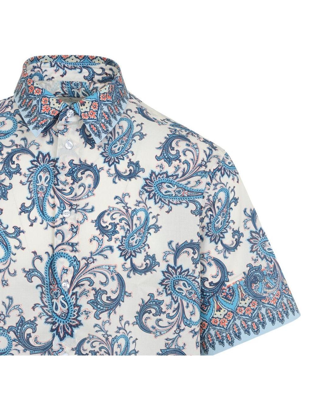 Etro Blue Regular Paisley Shirt for men