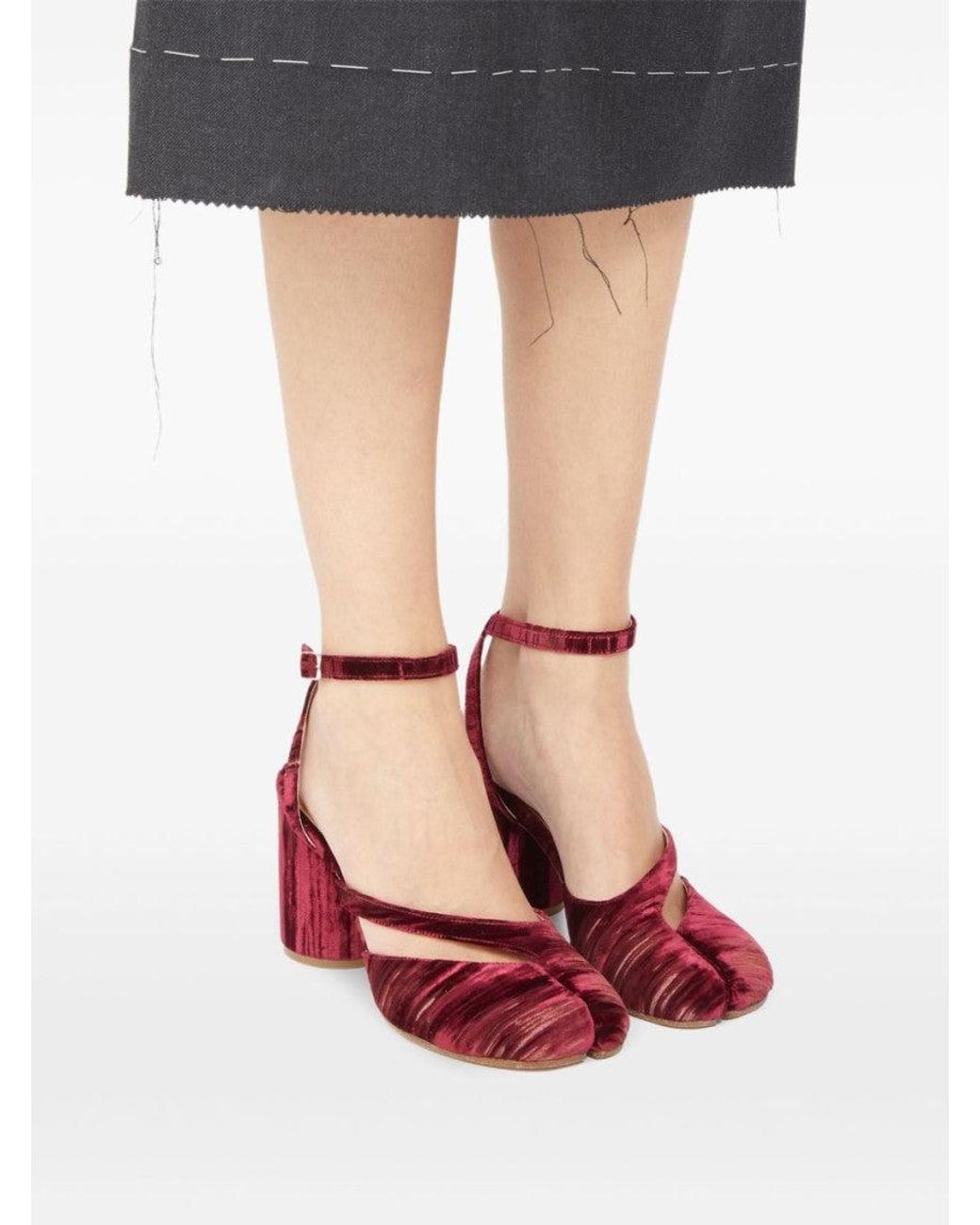 Maison Margiela Red Ankle Strap Pumps