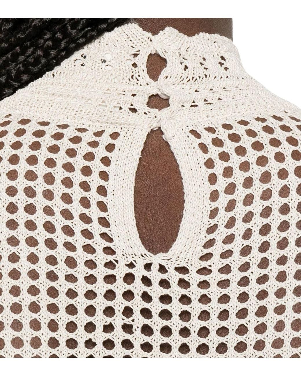 Isabel Marant White Crochet Mock Collar Top