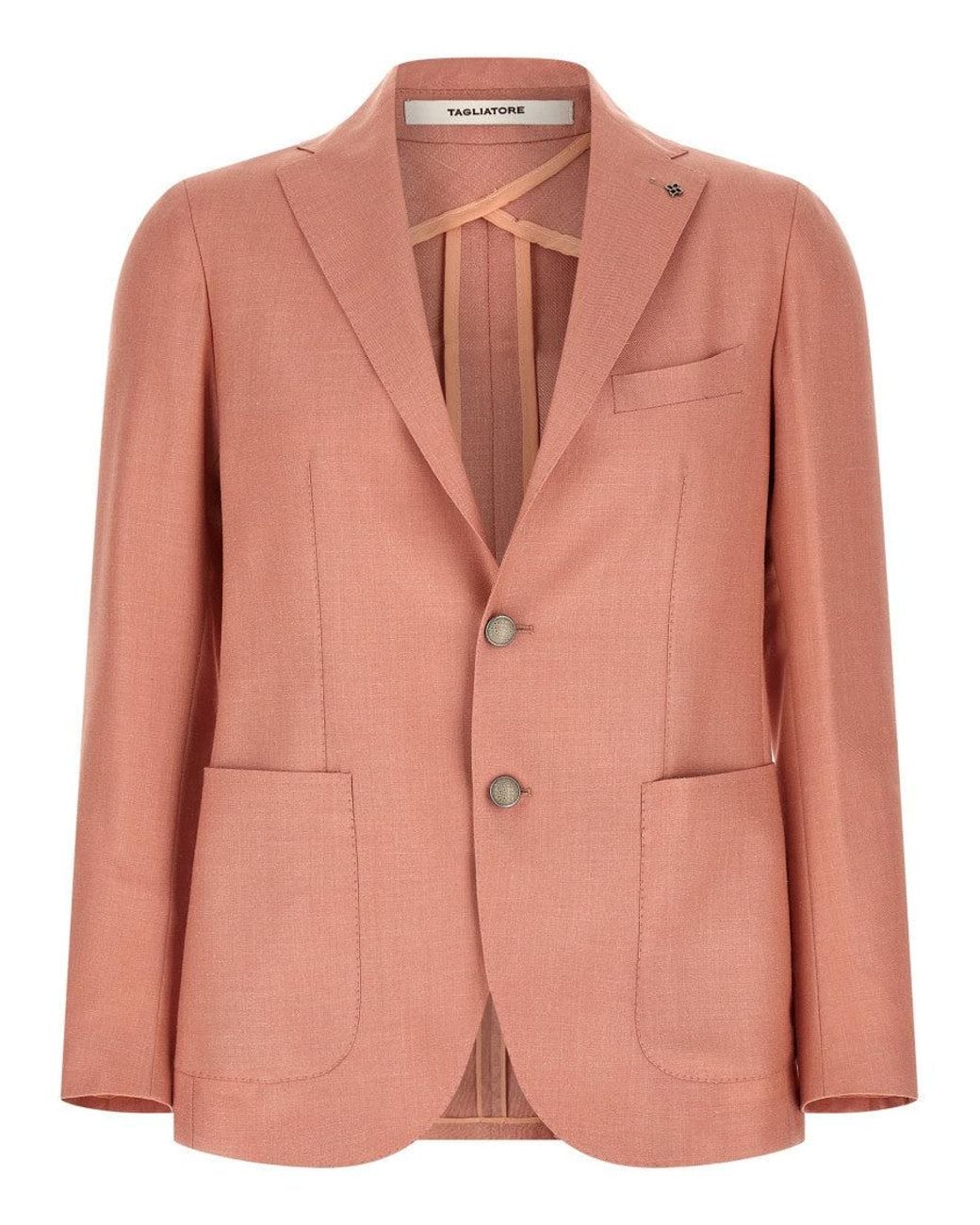 Tagliatore Pink Notched Lapel Blazer for men