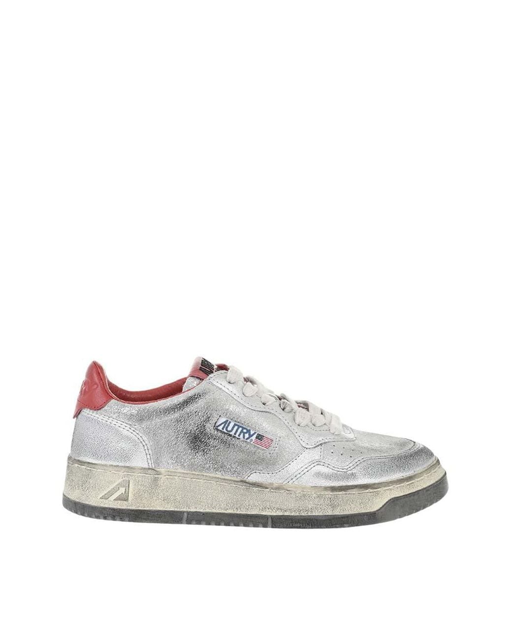 Autry White Super Vintage Metallic Sneakers