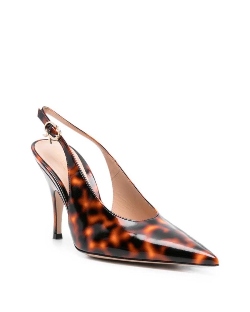 Gianvito Rossi Brown Sofia Leather Slingback Pumps
