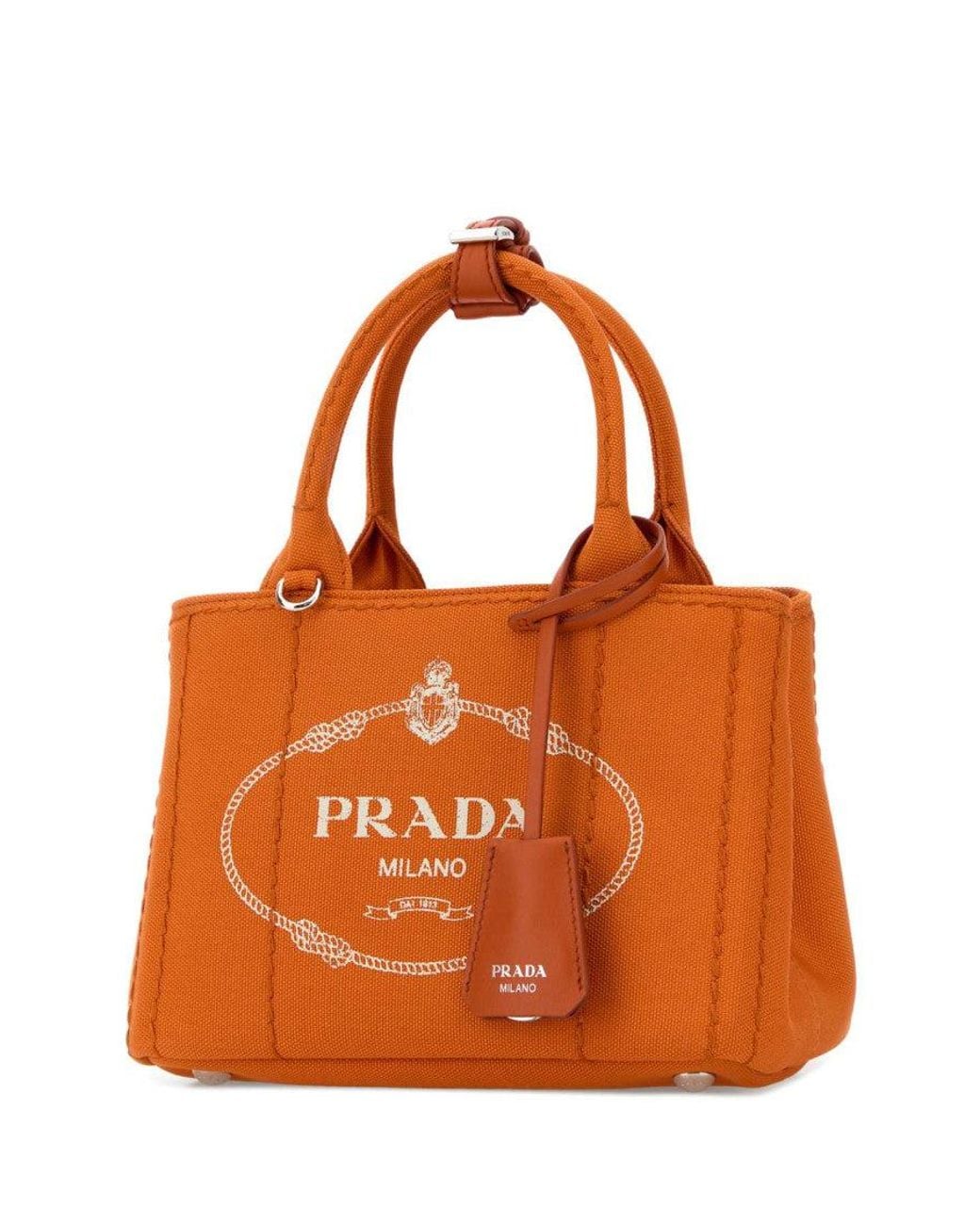 Prada Orange Logo Mini Tote