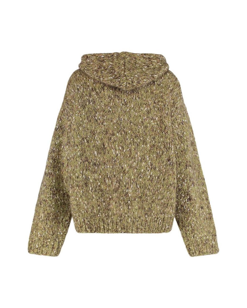 Miu Miu Green Knitted Zip Up Hoodie