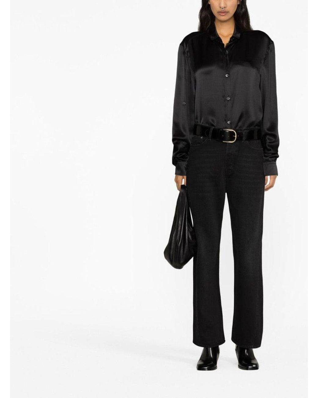 Totême Black High-Rise Straight-Leg Organic Cotton Jeans