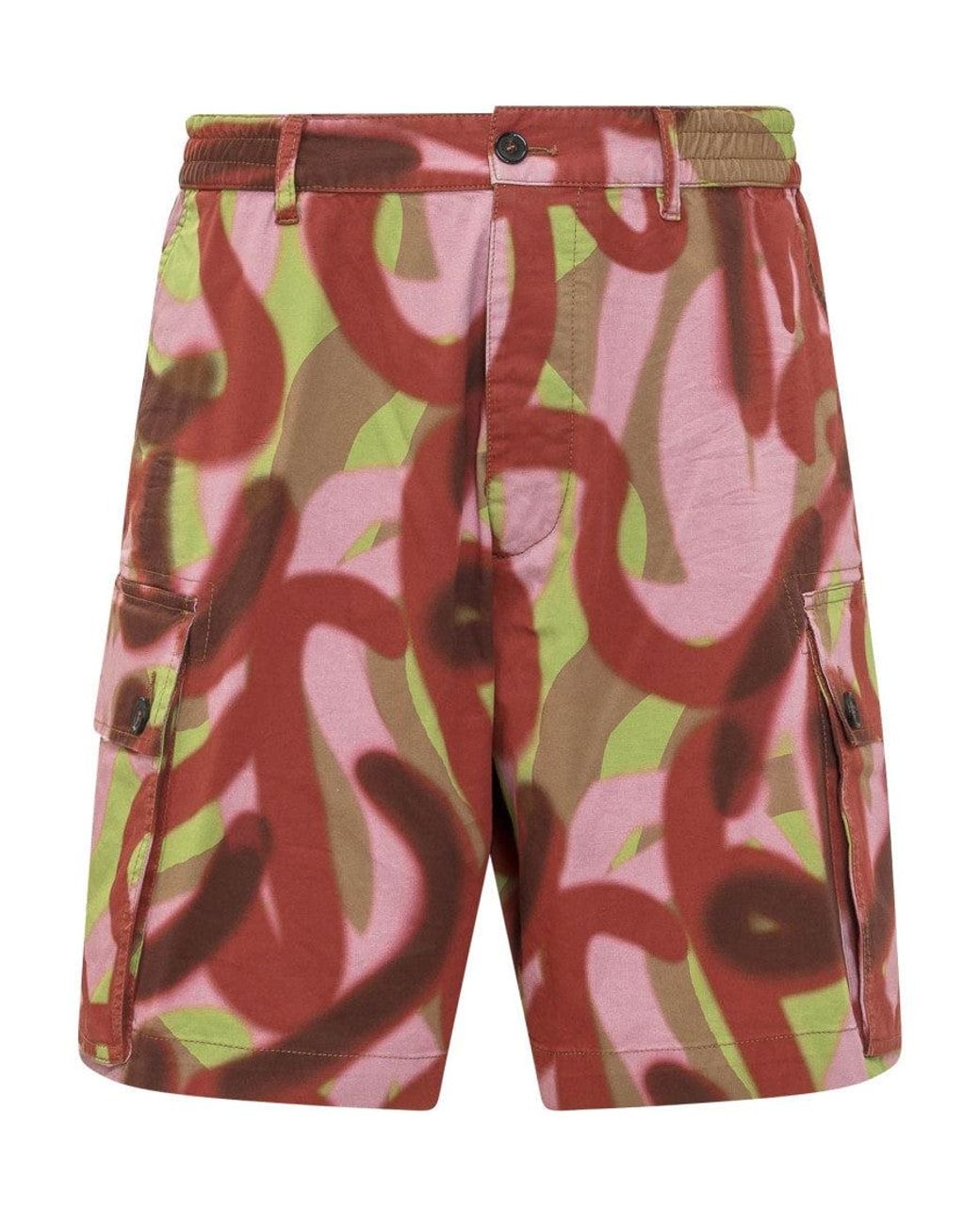 DSquared² Red Abstract Shorts for men