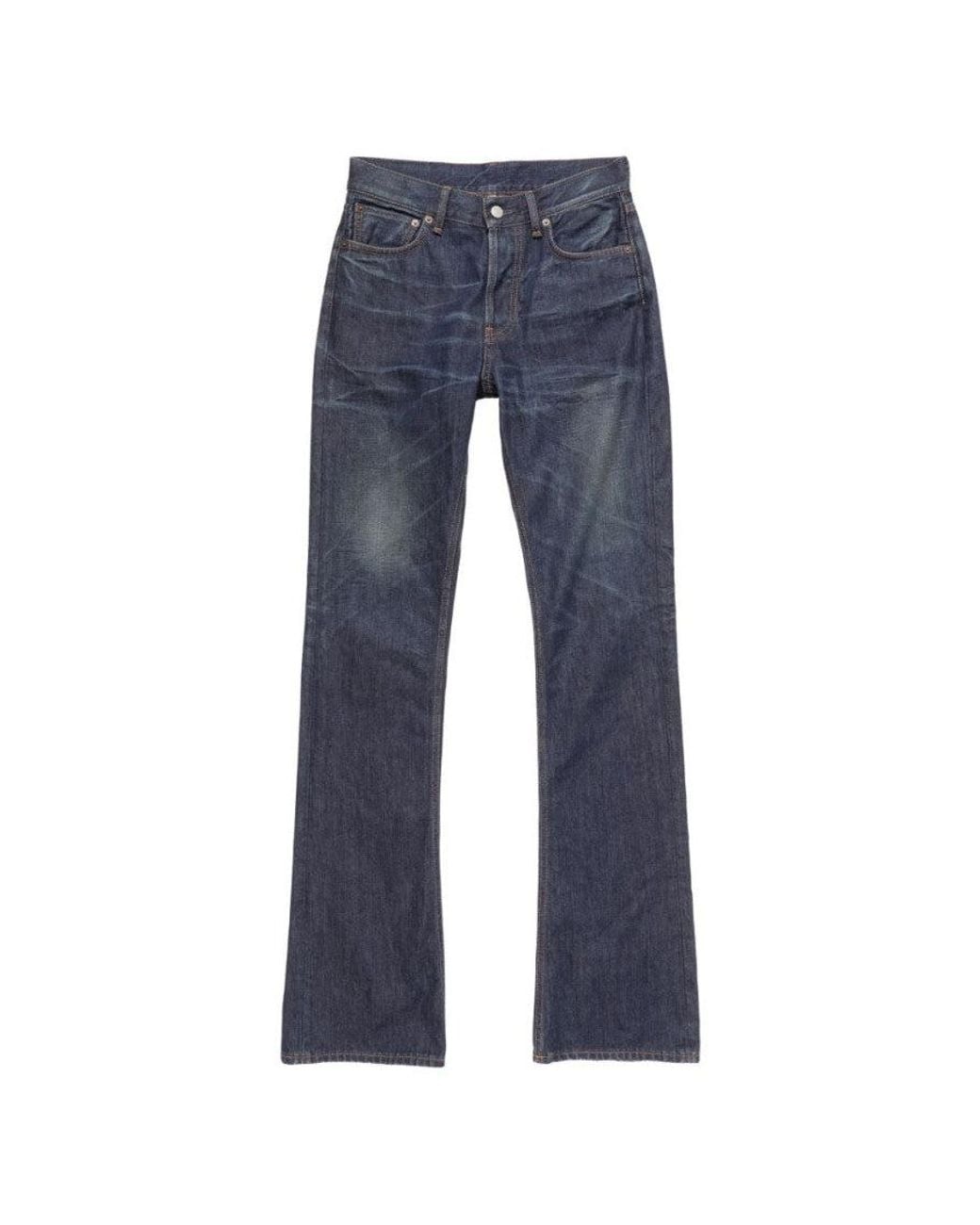 Acne Blue Straight Mid Rise Jeans