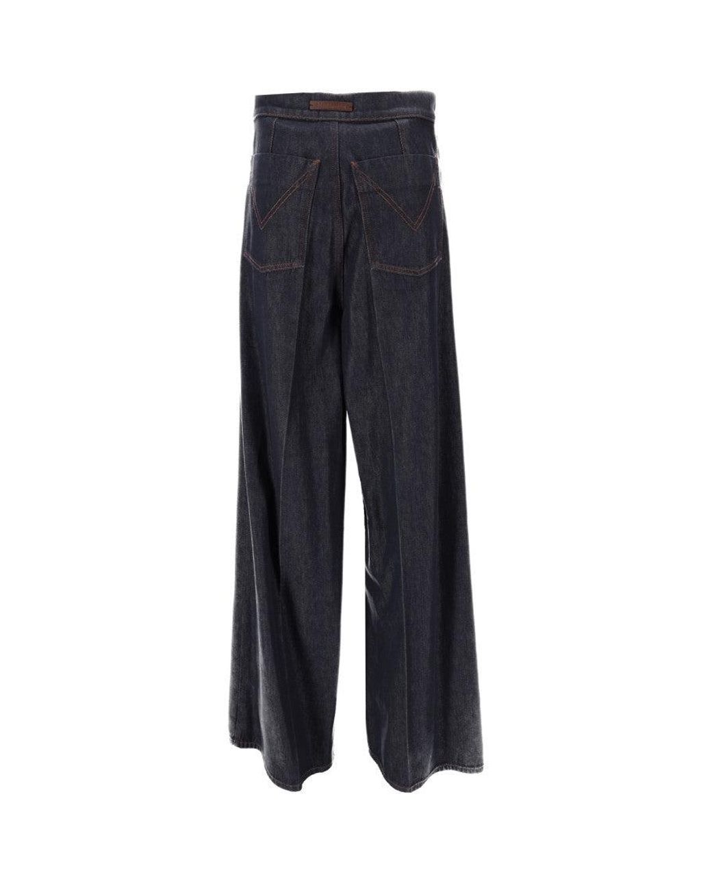 Max Mara Blue Relaxed Flat Front Pants