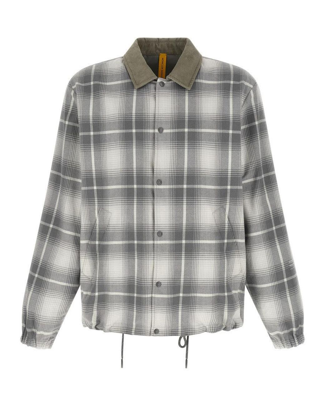 Moncler Gray Plaid Shirt Collar Jacket for men