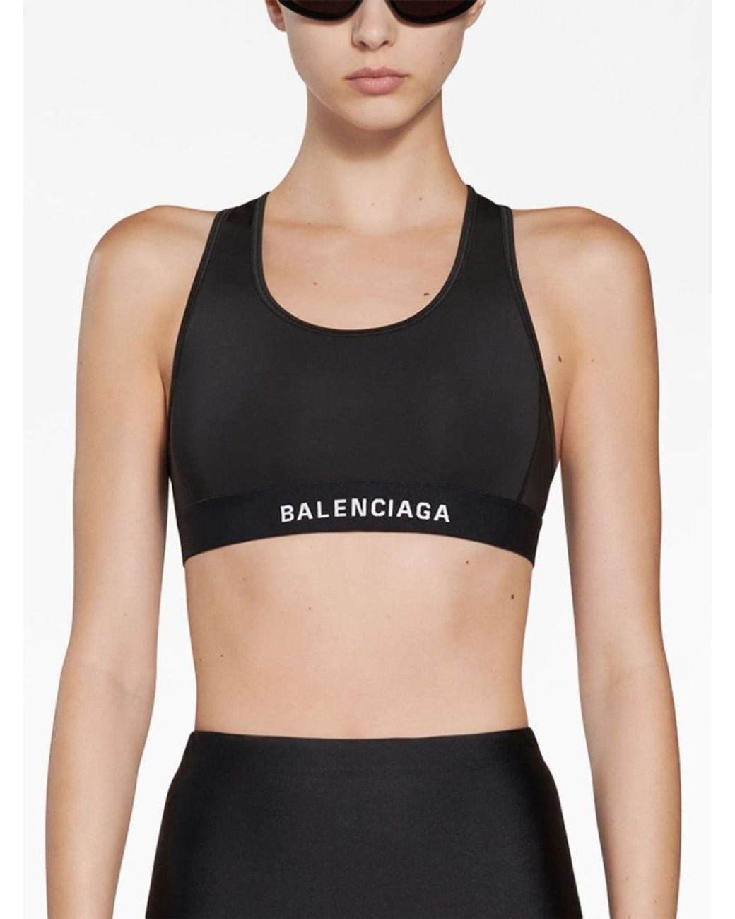 Balenciaga Black Logo Gym Bra