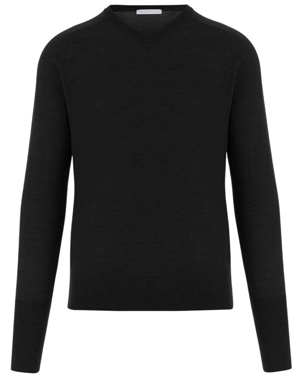 Oliver Lattughi Black V Neck Sweater for men