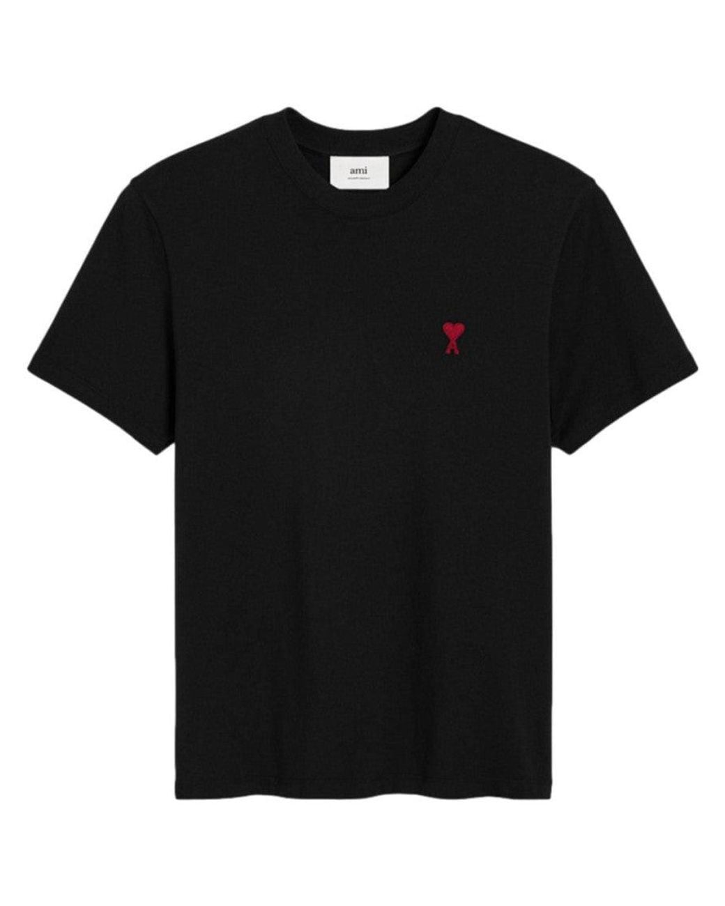 AMI Black Ami De Coeur Cotton T-Shirt