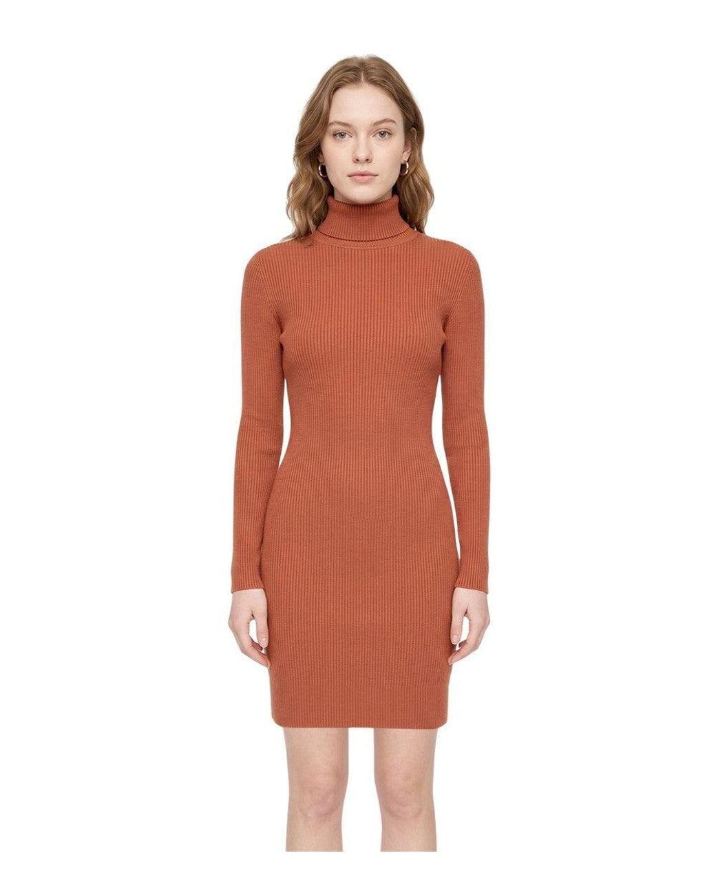 DSquared² Red Knitted Turtle Neck Mini Dress