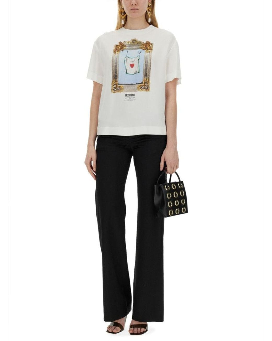 Moschino White Graphic Crew Neck T-Shirt
