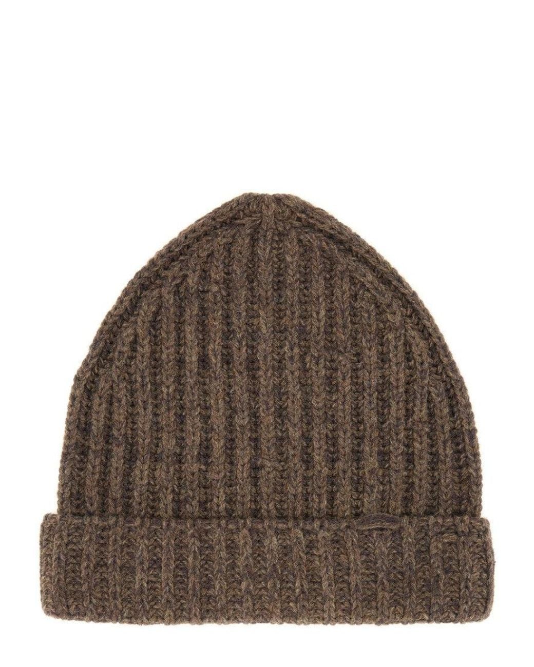 Maison Margiela Brown Knitted Beanie Hat for men