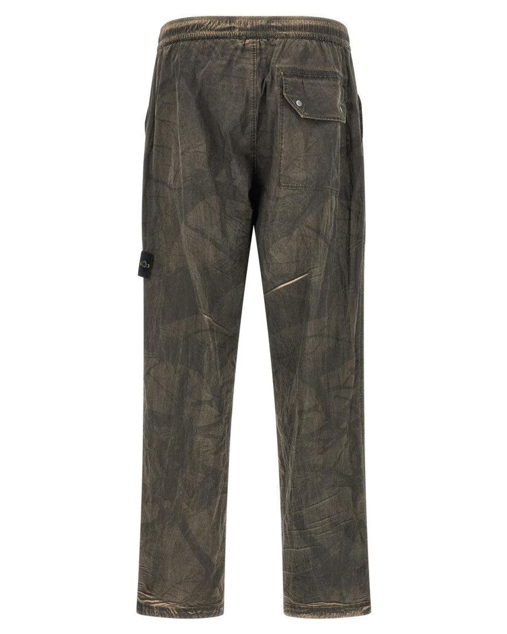 Stone Island Gray Printed Pants With Logo Badge for men
