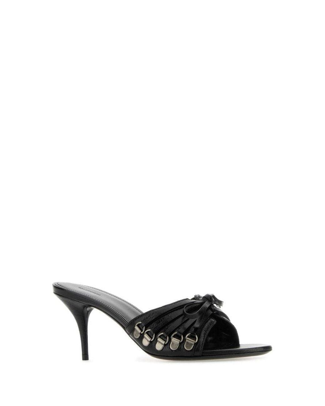 Balenciaga Black Leather Cagole Heels