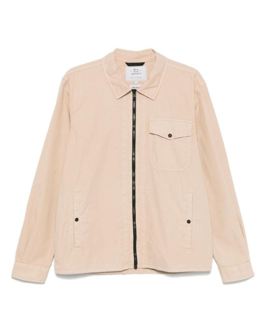 Woolrich Natural Gabardine-Weave Overshirt for men