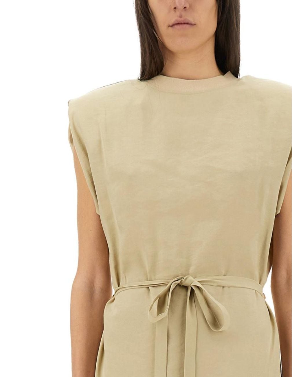 Alysi Metallic Solid Round Neck Maxi Dress