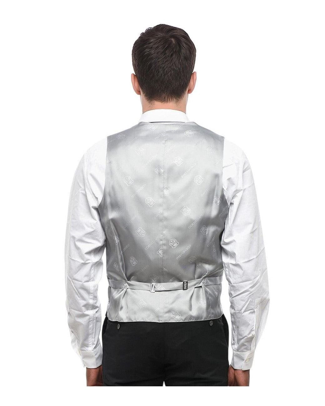 Corneliani White V Neck Waistcoat for men