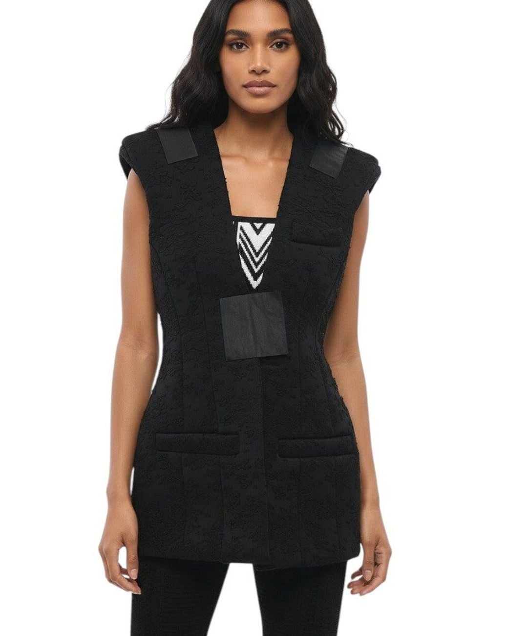 Balmain Black Lace V Neck Jacket