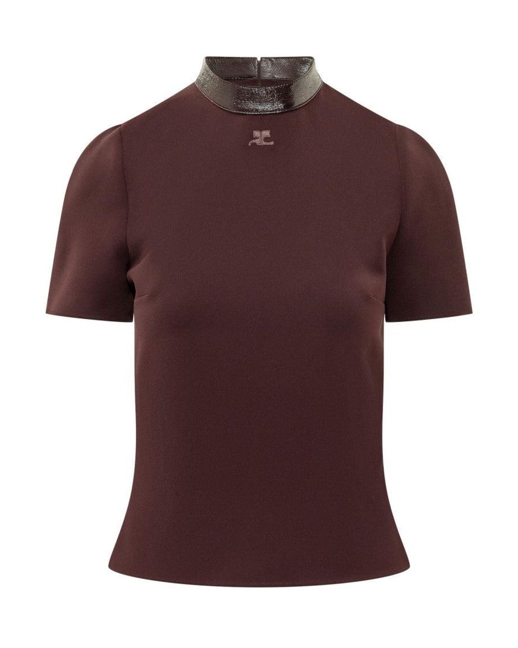 Courreges Red Mock Collar Top