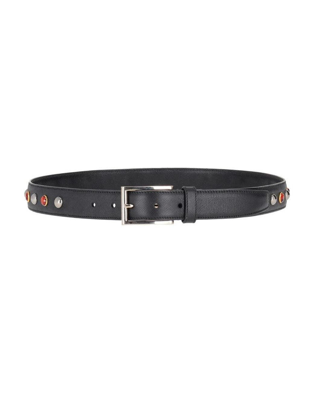 Prada Black Crystal Embellished Buckle Belt