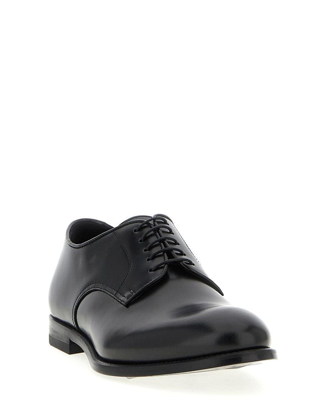 Doucal's Black Leather Lace Up Shoes for men