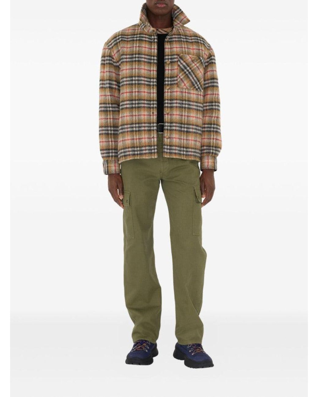Burberry Brown Check Wool Overshirt for men