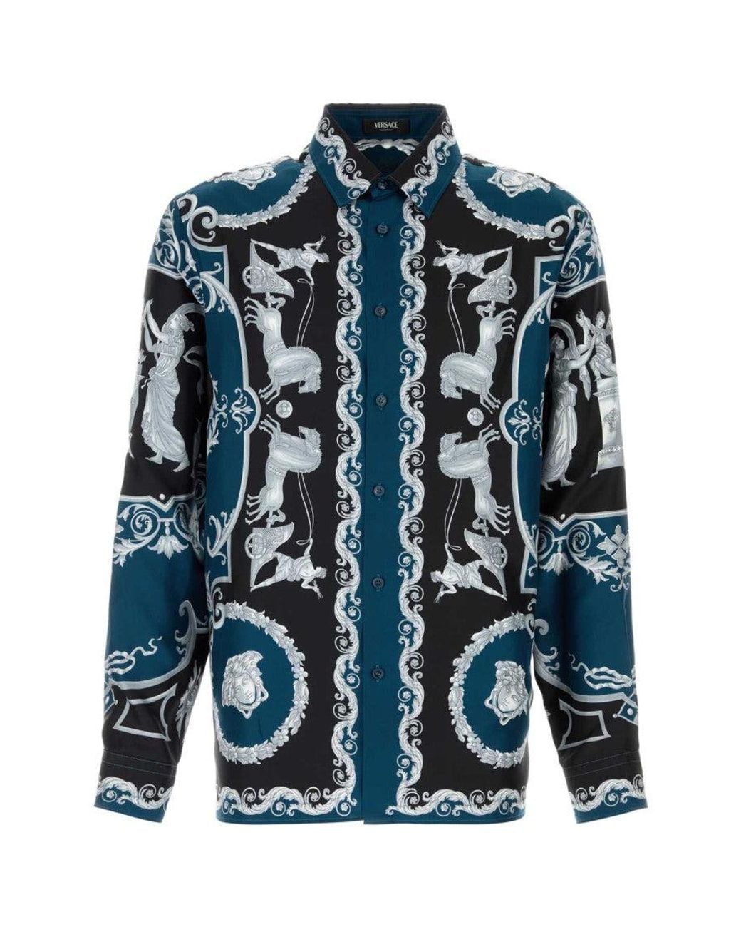 Versace Blue Regular Printed Shirt for men